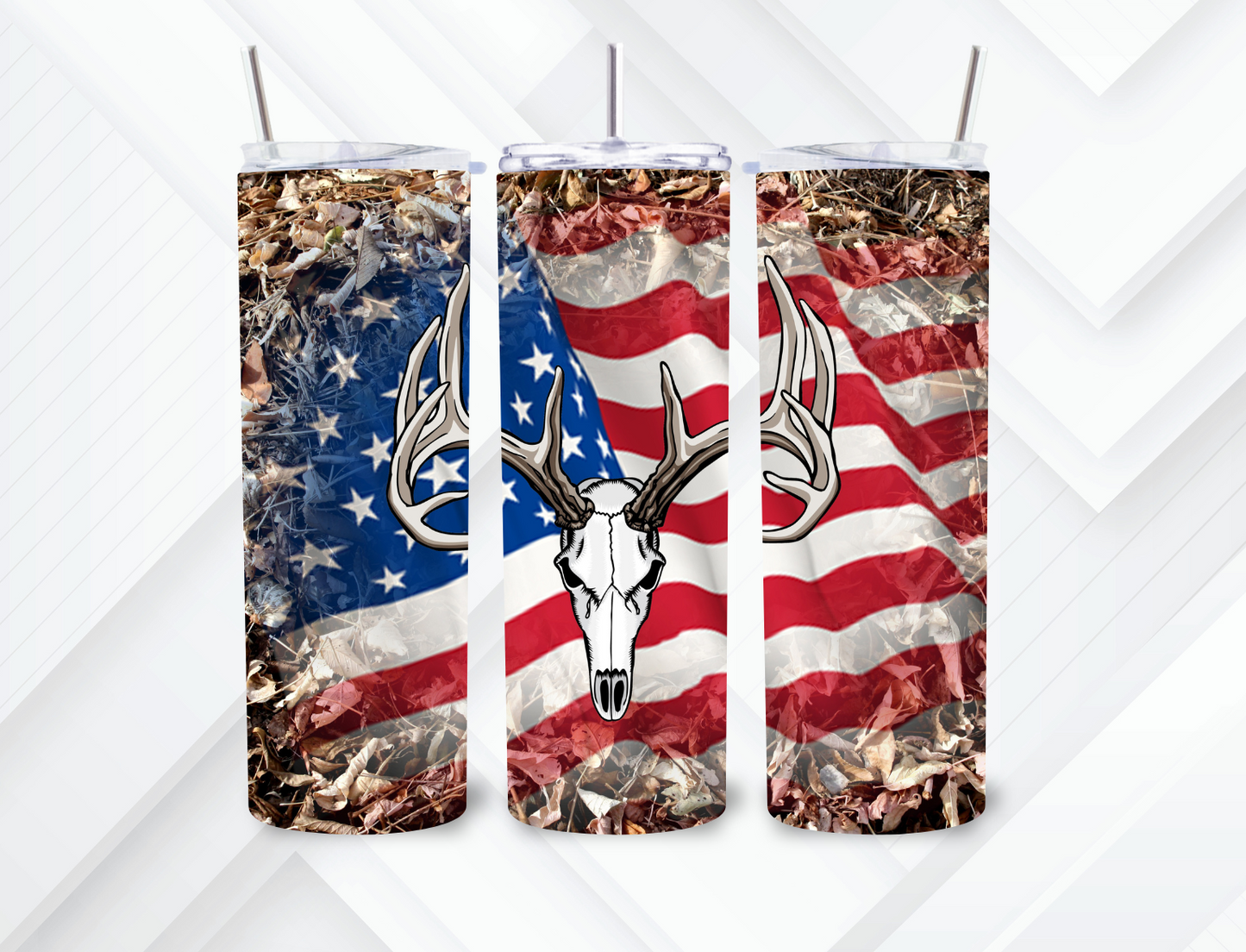 AMERICAN FLAG DEER SKULL